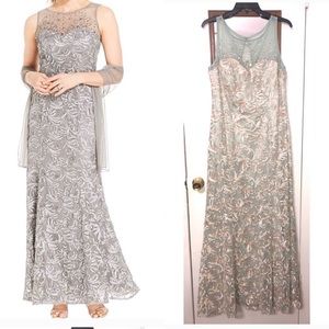 Sleeveless Beaded Gown With Illusion Neckine